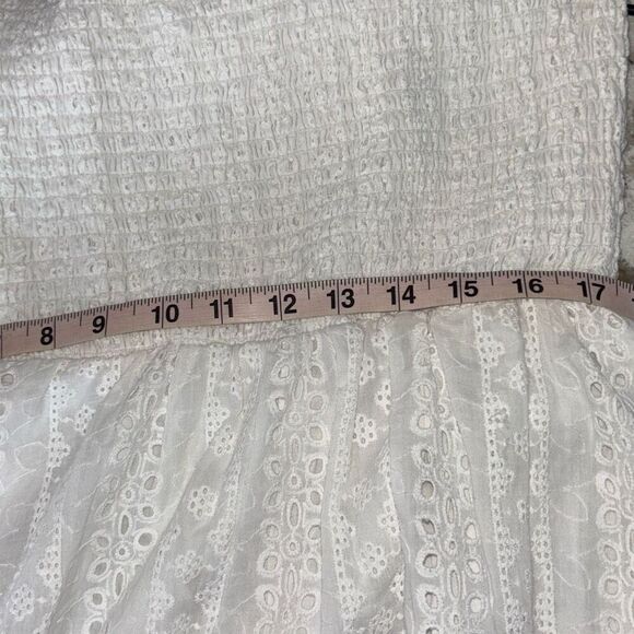 NWT J O A Just One Answer white eyelet ruched maxi dress XS built in short - Picture 13 of 14